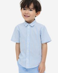 23Y2-077 H&M Short-sleeved Cotton Shirt - BÉ TRAI