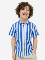 23Y2-076 H&M Short-sleeved Cotton Shirt - Áo sơ mi bé trai