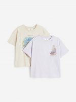 23Y2-050 H&M 2-pack Printed T-shirts - 12-14 tuổi
