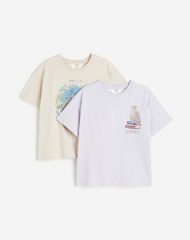 23Y2-050 H&M 2-pack Printed T-shirts - 12-14 tuổi