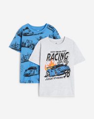 23U1-040 H&M 2-pack Printed T-shirts - 2-4 tuổi