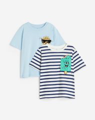 23U1-039 H&M 2-pack Interactive-detail T-shirts - 2-4 tuổi