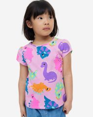23U2-006 H&M Puff-sleeved Jersey Top - 6-8 tuổi