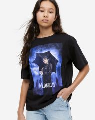 23U2-043 H&M Printed Cotton T-shirt - Từ 14 tuổi trở lên