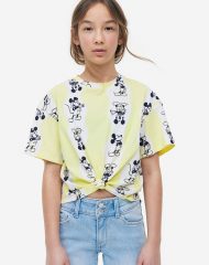 23U2-036 H&M Tie-hem T-shirt - Áo thun bé gái
