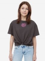 23U2-034 H&M Tie-hem T-shirt - Từ 14 tuổi trở lên