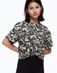 23U2-032 H&M Tie-hem T-shirt - Từ 14 tuổi trở lên