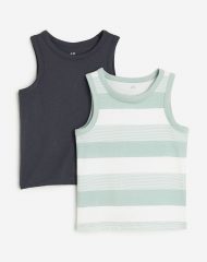 23U2-101 H&M 2-pack Cotton Tank Tops - 6-8 tuổi