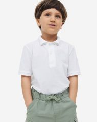 23U2-096 H&M Cotton Pique Polo Shirt - 2-4 tuổi