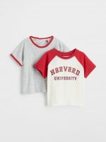 23U2-071 H&M 2-pack Printed T-shirts - Áo thun bé trai
