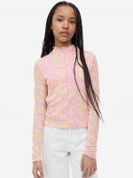 23U2-066 H&M Long-sleeved Ribbed Top - 12-14 tuổi