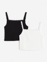 23U2-062 H&M 2-pack Lace-trimmed Tank Tops - 12-14 tuổi