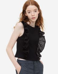 23U2-058 H&M Flounce-trimmed Sleeveless Top - 11-12 tuổi