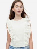 23U2-057 H&M Flounce-trimmed Sleeveless Top - 10-12 tuổi