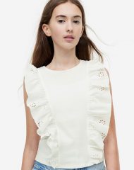 23U2-057 H&M Flounce-trimmed Sleeveless Top - 