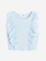 23U2-056 H&M Flounce-trimmed Sleeveless Top - Từ 14 tuổi trở lên