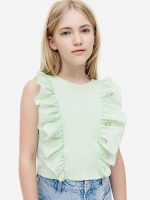 23U2-055 H&M Flounce-trimmed Sleeveless Top - Từ 14 tuổi trở lên