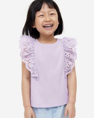 23L1-010 H&M Eyelet Embroidery-detail Top - 4-6 tuổi