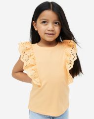 23L1-016 H&M Eyelet Embroidery-detail Top - 9-10 tuổi