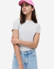 23L1-032 H&M Ribbed Cotton Jersey Top - 11-12 tuổi