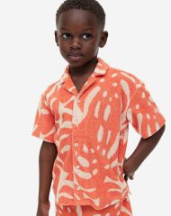 23L1-064 H&M Patterned Terry Resort Shirt - 2-4 tuổi
