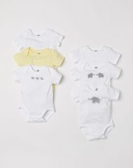 18Y2-077 H&M 6-pack short-sleeved bodysuits - 2-4 tuổi