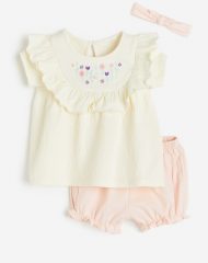 23L3-007 H&M 3-piece Cotton Set - Đồ bộ cho bé gái