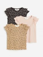 23L3-009 H&M 3-pack Ribbed Tops - 4-6 tuổi
