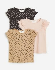 23L3-009 H&M 3-pack Ribbed Tops - 9-10 tuổi