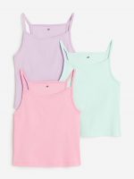 23L3-047 H&M 3-pack Ribbed Tank Tops - 12-14 tuổi