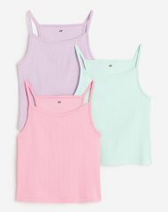 23L3-047 H&M 3-pack Ribbed Tank Tops - Từ 14 tuổi trở lên