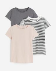 23L3-045 H&M 3-pack Cotton T-shirts - Áo thun bé gái