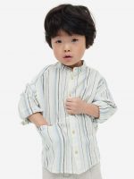 23L3-071 H&M Linen-blend Henley Shirt - Áo sơ mi bé trai