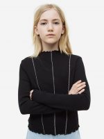 23L3-038 H&M Long-sleeved Ribbed Top - 12-14 tuổi
