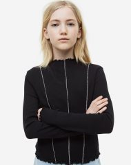 23L3-038 H&M Long-sleeved Ribbed Top - Áo thun bé gái