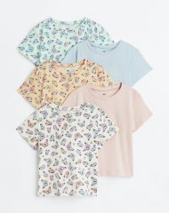 23L3-012 H&M 5-pack Printed Jersey Tops - Áo thun bé gái