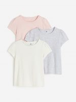 23L3-010 H&M 3-pack Puff-sleeved Tops - 4-6 tuổi