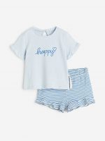 23G1-003 H&M 2-piece Cotton Jersey Set - Đồ bộ cho bé gái