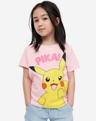 23G1-017 H&M Printed T-shirt - Áo thun bé gái