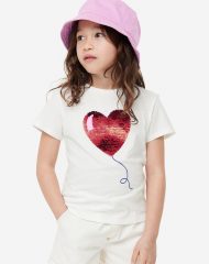 23G1-018 H&M T-shirt with Motif - Áo thun bé gái
