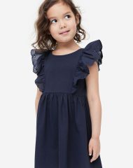 23G1-021 H&M Flounce-trimmed Jersey Dress - 9-10 tuổi
