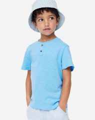 23G1-060 H&M Cotton Henley Shirt - 4-6 tuổi