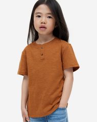23G1-059 H&M Cotton Henley Shirt - Áo thun bé trai
