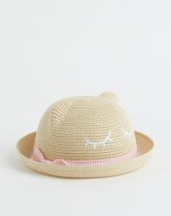 23G1-046 H&M Ear-topped Straw Hat - Mũ, nón bé gái