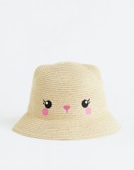 23G2-012 H&M Embroidered Straw Hat - 4-6 tuổi