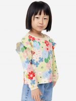 23G2-003 H&M Flounce-trimmed Sweatshirt - HÀNG GIẢM GIÁ