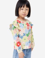 23G2-003 H&M Flounce-trimmed Sweatshirt - 8-10 tuổi