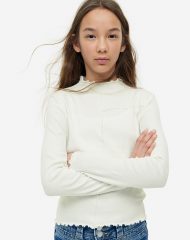 23S1-004 H&M Long-sleeved Ribbed Top - Từ 14 tuổi trở lên