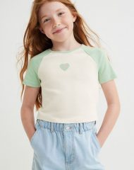 23S2-021 H&M Cotton Jersey Crop Top - Áo thun bé gái