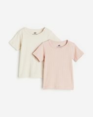 23S3-001 H&M 2-pack Ribbed T-shirts - 2-4 tuổi